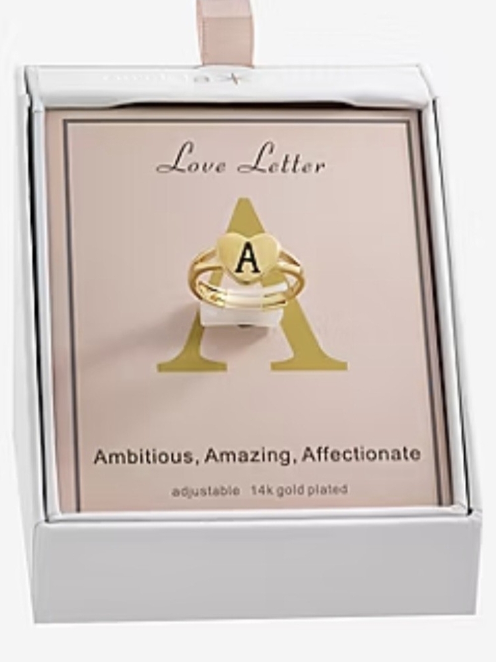 NEW Love Letter Gold-Plated 'A' Initial Ring - Adjustable Women’s Jewelry